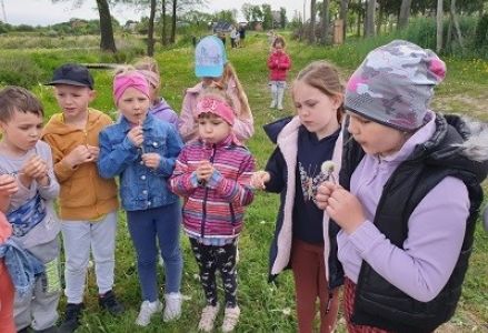 dzieci trzymają dmuchawce